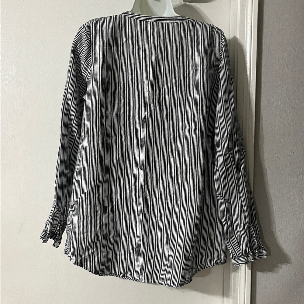 J. Jill Black and White Striped Linen Top - Picture 3 of 8